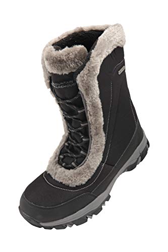 Mountain Warehouse Botas de Nieve para Mujer de Ohio: Zapatos de Invierno a Prueba de Agua, Parte Superior de Tela, Forro y Suela de Goma Isotherm Transpirable y Duradero Negro 37