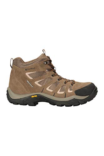 Mountain Warehouse Botas de Senderismo Vibram, Impermeables - Calzado para Lluvia, Resistente, con Empeine de Ante y Malla - Calzado de Invierno para Camping y Viajes Marrón 41
