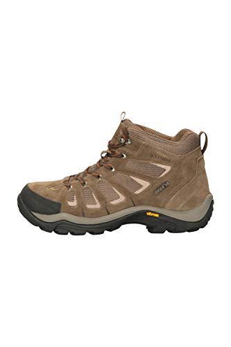 Mountain Warehouse Botas de Senderismo Vibram, Impermeables - Calzado para Lluvia, Resistente, con Empeine de Ante y Malla - Calzado de Invierno para Camping y Viajes Marrón 41