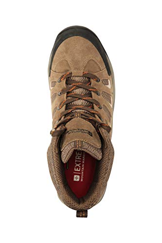 Mountain Warehouse Botas de Senderismo Vibram, Impermeables - Calzado para Lluvia, Resistente, con Empeine de Ante y Malla - Calzado de Invierno para Camping y Viajes Marrón 41