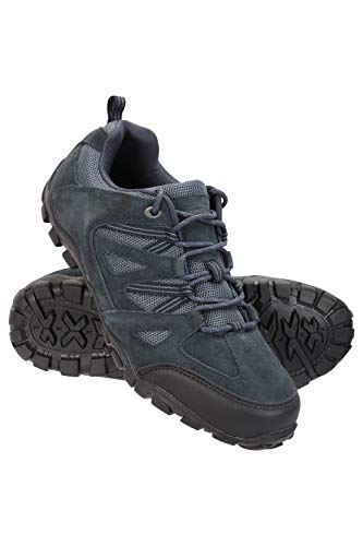Mountain Warehouse Zapatos para Caminar al Aire Libre de Hombre - Parte Superior de Gamuza y Malla, Plantilla de EVA Acolchada, Suela de Goma - para Senderismo, Viajes Azul Marino 43