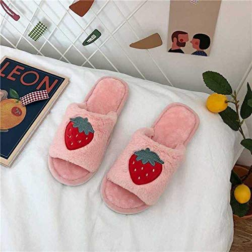 MQQM Memoria Zapatillas De Estar Al Aire Libre,Zapatillas de rocío Transpirables Antideslizantes, algodón de Frutas de Dibujos Animados Drag-Black_36-37,Memoria Zapatos con Antideslizante