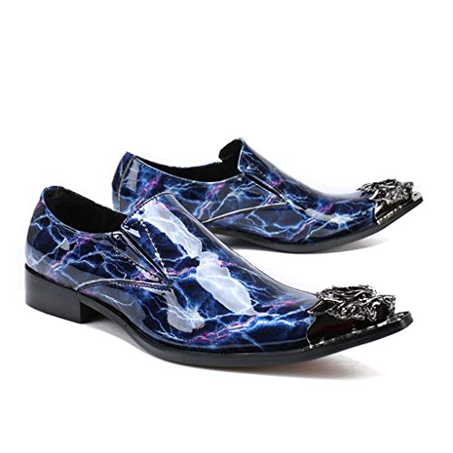 Mr.Zhang's Art Home Men's shoes Calzado Casual de Hombre Puntiagudo Zapatos de Peluquero Azul.
