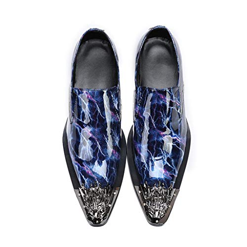 Mr.Zhang's Art Home Men's shoes Calzado Casual de Hombre Puntiagudo Zapatos de Peluquero Azul.
