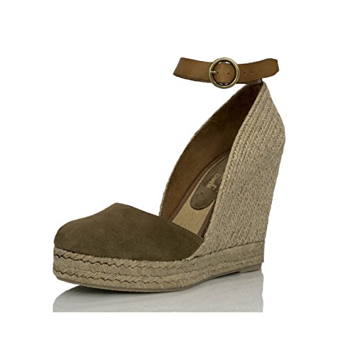 MTBALI - Alpargata Sandalia con Cuña - Mujer Modelo Altea Vintage Kaki - 38, Verde