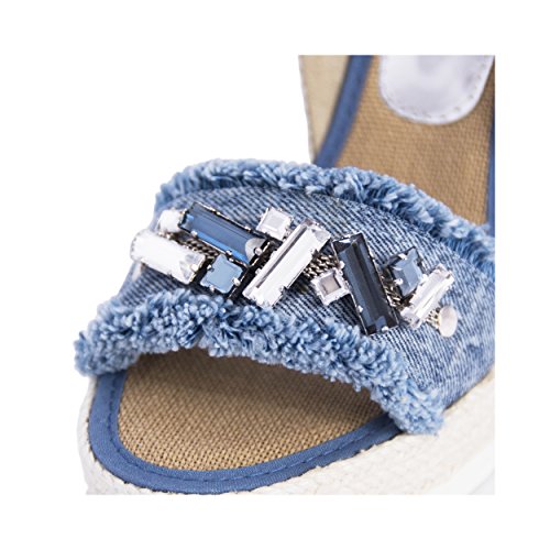 MTBALI - Sandalia Alpargata con cuña, Mujer - Modelo Malibu - 37, Azul