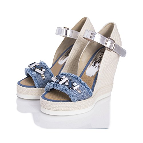 MTBALI - Sandalia Alpargata con cuña, Mujer - Modelo Malibu - 37, Azul