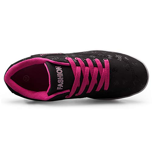Mujer Adelgazar Zapatos Sneakers para Caminar Zapatillas Aptitud Cuña Plataforma Zapatos（38,Negro