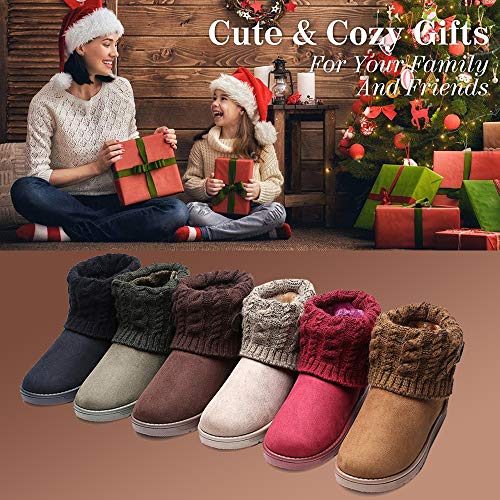 Mujer Botas De Nieve De Punto Unidas para Mujer Beige 36 (Talla de Suela es Asiática 37)