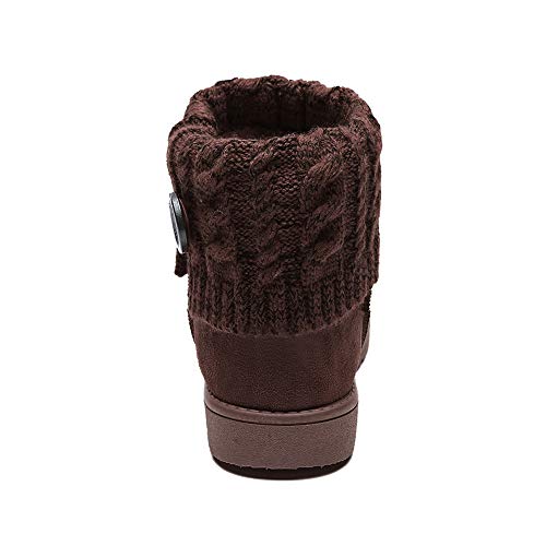 Mujer Botas De Nieve De Punto Unidas para Mujer Marrón Oscuro 39 (Talla de Suela es Asiática 40)