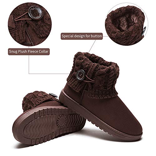 Mujer Botas De Nieve De Punto Unidas para Mujer Marrón Oscuro 39.5 (Talla de Suela es Asiática 41)