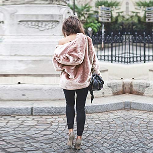 Mujer Caliente y Esponjoso Tops Chaqueta Suéter Abrigo Jersey Mujer Otoño-Invierno Talla Grande Hoodie Sudadera con Capucha riou (Rosa, L)