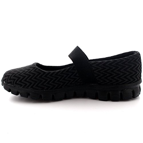 Mujer Corriendo Caminando Bajo Top Deportes Trabajo Zapatos Mary Jane Entrenadores - Negro - UK5/EU38 - BS0057