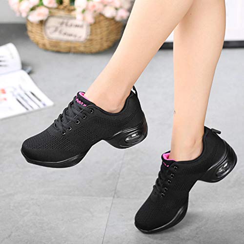 Mujer Dance Fitness Sneakers Aumento Entrenadores Transpirables Fondo Ligero Antideslizante Resistente Desgaste Zapatos Baile Moderno