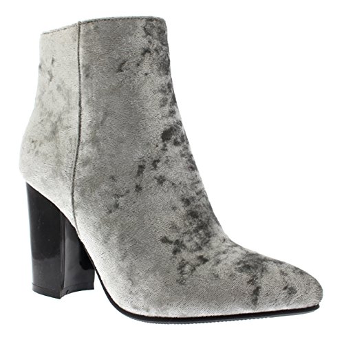 Mujer Elegante Talón De Bloque Dedo Puntiagudo Vestir Moda Descarado Botíns - Gris - UK7/EU40 - YE0069