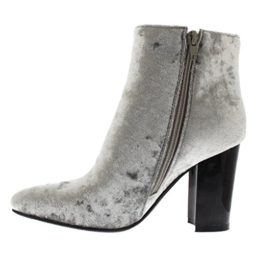 Mujer Elegante Talón De Bloque Dedo Puntiagudo Vestir Moda Descarado Botíns - Gris - UK7/EU40 - YE0069