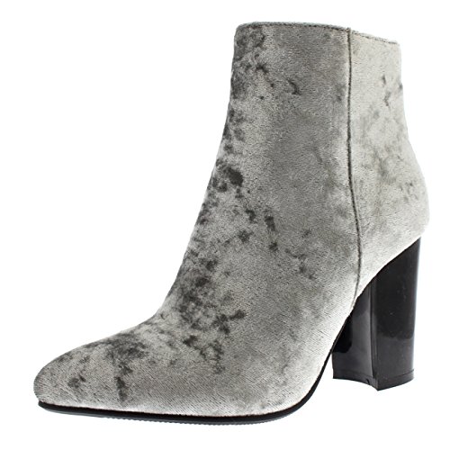 Mujer Elegante Talón De Bloque Dedo Puntiagudo Vestir Moda Descarado Botíns - Gris - UK7/EU40 - YE0069