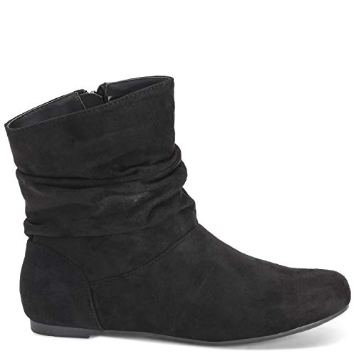 Mujer Flexible Moda Plano Invierno Dedo del Pie Cerrado Biker Ponerse Botines - Negro - EU38/ UK5 - KL0363
