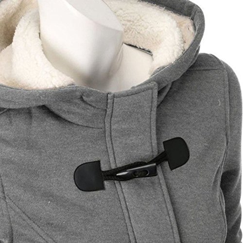 Mujer Invierno Abrigo Casual Sudadera con Capucha Chaqueta de Capa Jacket Parka Pullover Gris Claro 4XL
