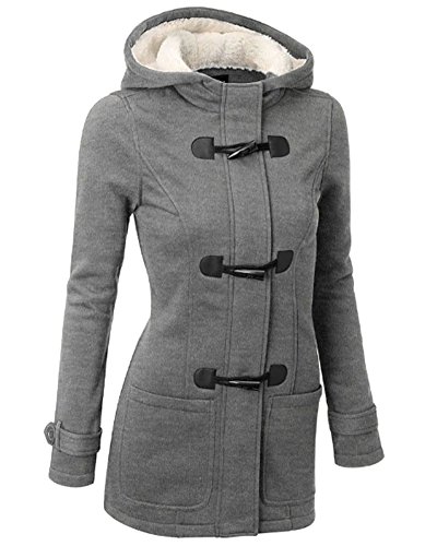 Mujer Invierno Abrigo Casual Sudadera con Capucha Chaqueta de Capa Jacket Parka Pullover Gris Claro 4XL