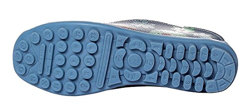 Mujer Mocasines de Cuero Moda Loafers Casual Zapatos de Conducción Zapatillas del Barco Cómodos Planos Sandalias para Caminar,A Azul,40 EU
