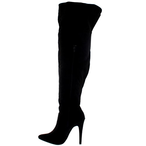 Mujer Muslo Plataforma Tramo Tacones Altos Anochecer Tacones Altos Bota - Negro Suede - UK6/EU39 - KL0049J