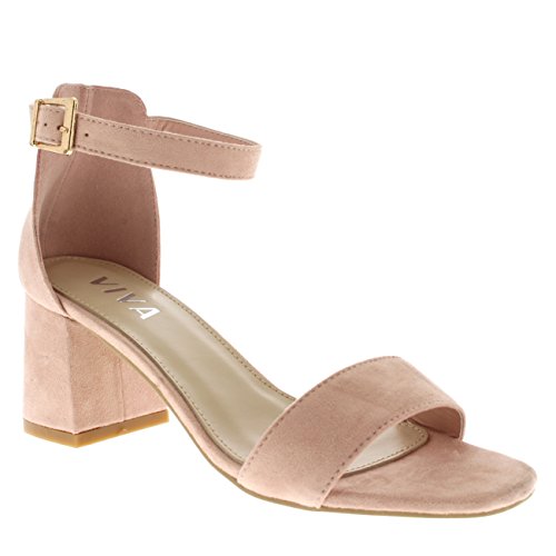 Mujer Sandalia el Talón Punta Abierta Moda Correa de Tobillo Talones - Rosa - 38 - KL0135