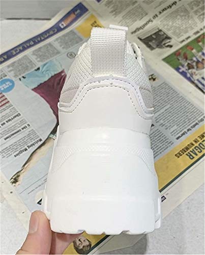 Mujer Zapatillas de Deporte Plataforma Fashion Running Exterior Cordones Zapatos Casual Cómodos Resistente Antideslizante Otoño Invierno Blanco 37