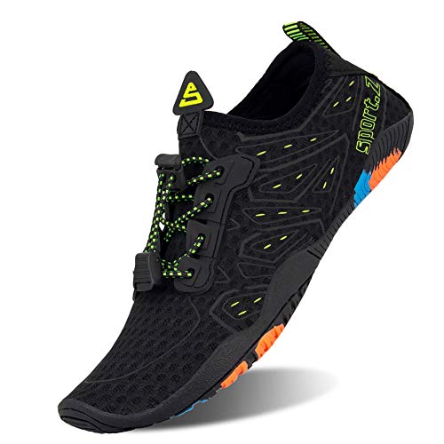 Mujer Zapatos de Agua Hombre Buceo Snorkel Escarpines de Surf Playa Natación Deportes acuáticos(222-N/Verde,46EU)