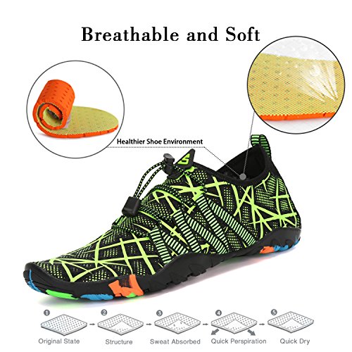 Mujer Zapatos de Agua para Hombre Surf Escarpines Playa Natación Respirable Antideslizante Playa Natación Aire Libre Verde 40
