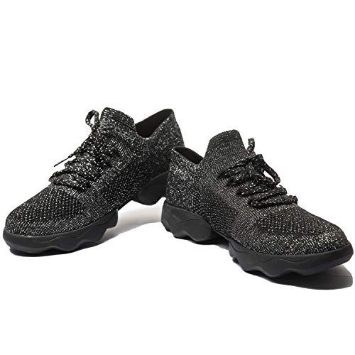 Mujer Zapatos de Baile Zapatillas de Baile Modernos Zapatos Deportivos Gym Cómodas y Transpirables Negro 41