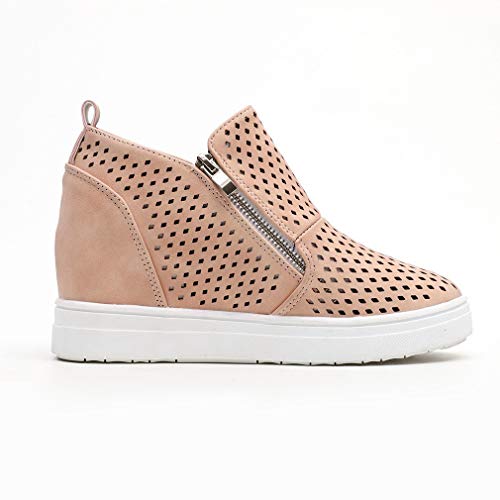 Mujeres Botines Retro Cremallera Doble Plana Hueca Botas Romanas Otoño e Invierno Botines Gruesos Transpirable Zapatillas Comodos Cremallera Zapatos Casuales 35-43 riou