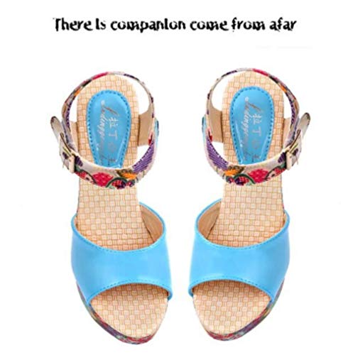 Mujeres Cuñas Bombas Plataforma De Verano Tacón Alto Peep-Toe Espalda Abierta Slingback Calzado Vacaciones Playa Casual Damas Tobillo Hebilla Correa Sandalias