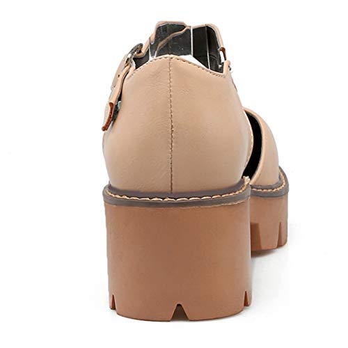 Mujeres Sandalias de tacón cuadrado Plataforma de verano Med Heel Round-toe Tobillo Cruz-tie Boda Citas Ocio Señoras Hebilla Correa Bombas