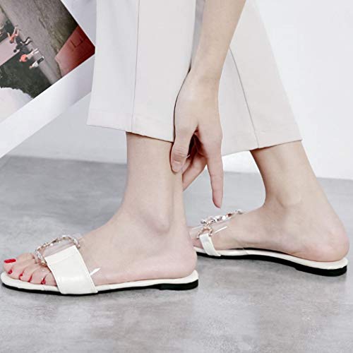 Mujeres Zapatillas planas Verano Tacón bajo Peep-toe Slingback shoes Ocio Vacaciones Playa Sandalias sin cordones