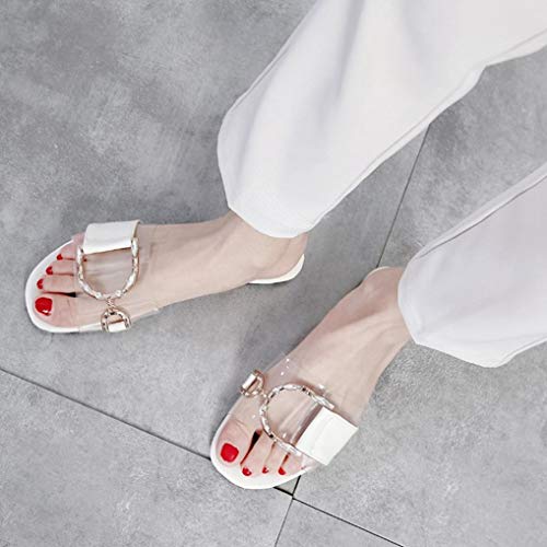 Mujeres Zapatillas planas Verano Tacón bajo Peep-toe Slingback shoes Ocio Vacaciones Playa Sandalias sin cordones
