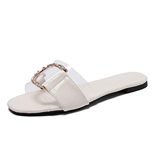 Mujeres Zapatillas planas Verano Tacón bajo Peep-toe Slingback shoes Ocio Vacaciones Playa Sandalias sin cordones