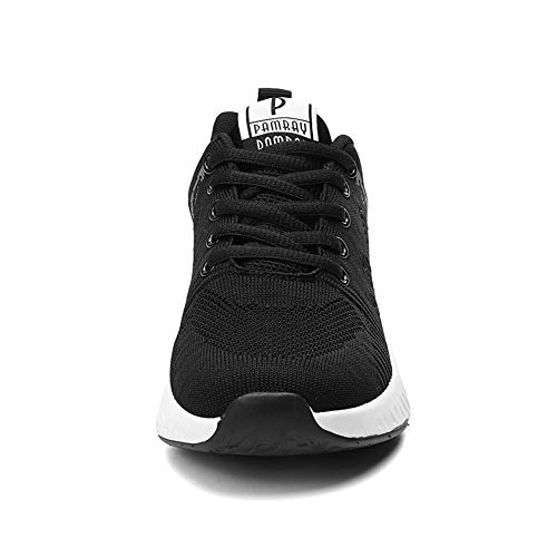 Mujeres Zapatos Deportivas Running Trekking Sneakers Cordones Ligero Respirable Mesh Shoes Fitness Negro 36