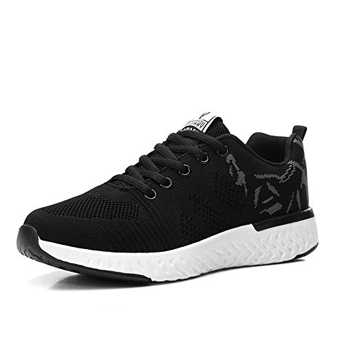 Mujeres Zapatos Deportivas Running Trekking Sneakers Cordones Ligero Respirable Mesh Shoes Fitness Negro 36