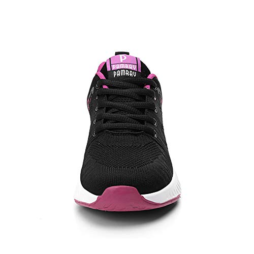 Mujeres Zapatos Deportivas Running Trekking Sneakers Cordones Ligero Respirable Mesh Shoes Fitness Rosa 37