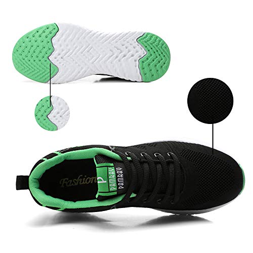 Mujeres Zapatos Deportivas Running Trekking Sneakers Cordones Ligero Respirable Mesh Shoes Fitness Verde 37