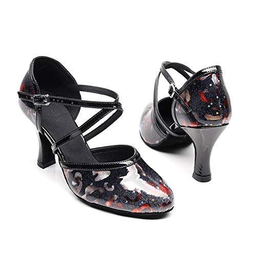 Mujeres Zapatos Latinos de Baile Zapatillas de Salón Salsa Performance Calzado de Danza,Heel:optional,41EU