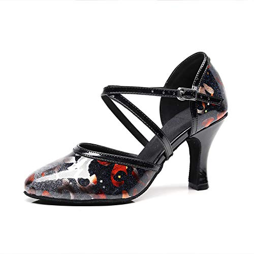 Mujeres Zapatos Latinos de Baile Zapatillas de Salón Salsa Performance Calzado de Danza,Heel:optional,41EU