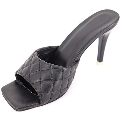 Mules Negras con Tacón De Aguja para Mujer (36 EU)