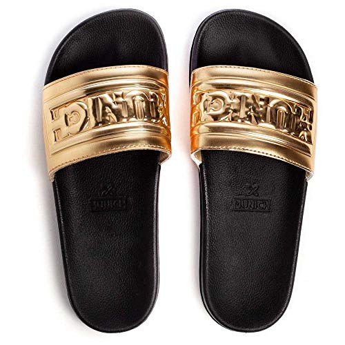 Munich Casual Chanclas Mujer Negro con Dorado (Numeric_36)