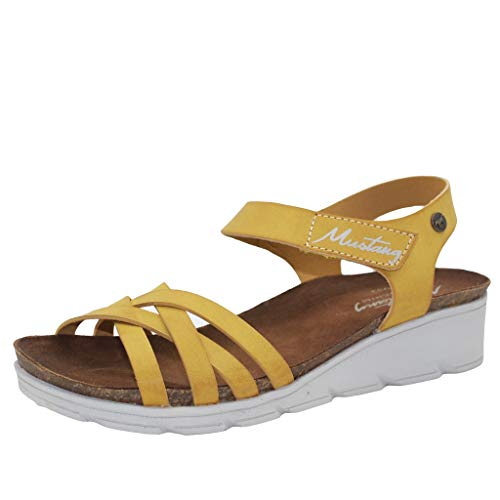 Mustang 1318-803-6, Sandalia con Pulsera para Mujer, Amarillo (Gelb 6), 38 EU