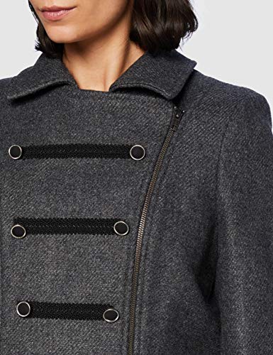 Naf Naf A- Lila Abrigo de mezcla de lana, GRIS ANTHRACITE, 36 para Mujer