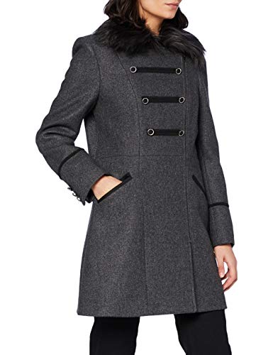 Naf Naf A- Lila Abrigo de mezcla de lana, GRIS ANTHRACITE, 36 para Mujer