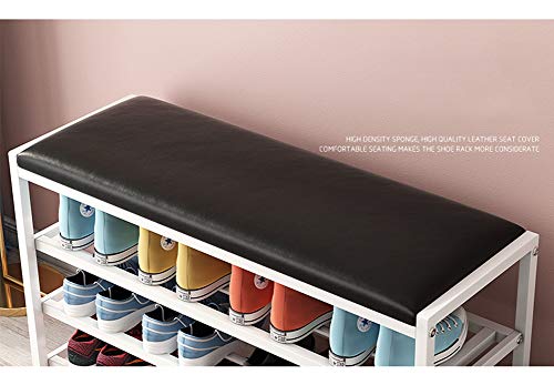 NAFE ZapateroCambio de Taburete de Zapatos Gabinete de Zapatos Simple hogar Simple Puerta Moderna Almacenamiento Puede Sentarse Zapatos Taburete Multifuncional-Brown-3