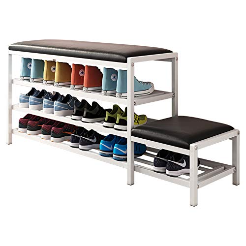 NAFE ZapateroCambio de Taburete de Zapatos Gabinete de Zapatos Simple hogar Simple Puerta Moderna Almacenamiento Puede Sentarse Zapatos Taburete Multifuncional-Brown-3